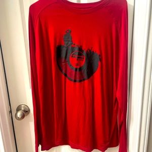 vinyl dj edm red long sleeve tee